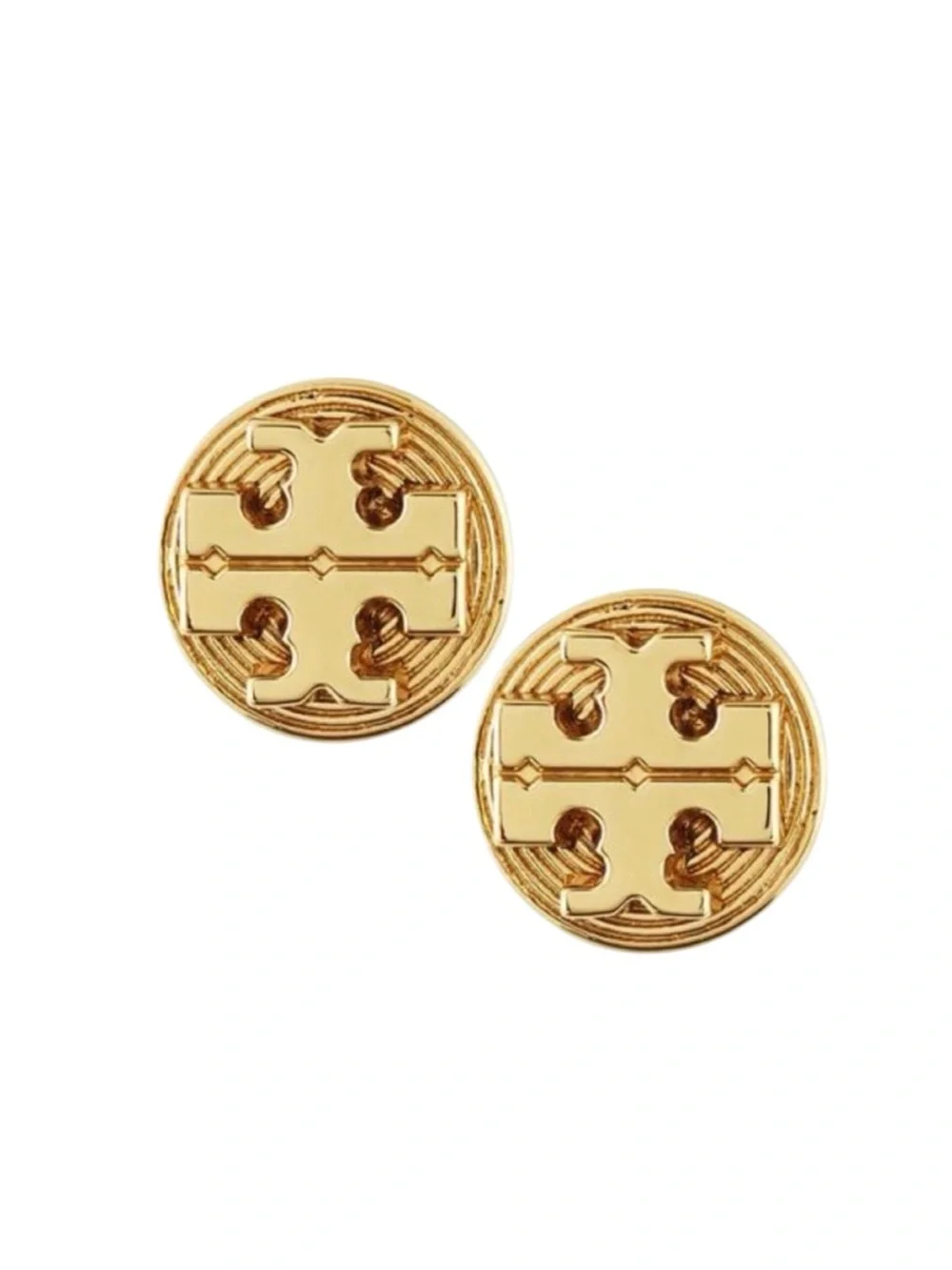 Tory Burch Livia Gold Logo Stud Earrings